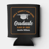 Zwart Sinaasappel Afstuderen Custom Graduation Par Blikjeskoeler (Achterkant)