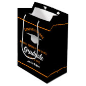 Zwart Sinaasappel Afstuderen Custom Graduation Par Medium Cadeauzakje (Voorkant Gekanteld)