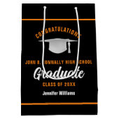 Zwart Sinaasappel Afstuderen Custom Graduation Par Medium Cadeauzakje (Achterkant)