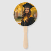 Zwart Sinaasappel Afstuderen foto Graduation Party Handwaaier (Achterkant)