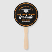 Zwart Sinaasappel Afstuderen foto Graduation Party Handwaaier (Voorkant)