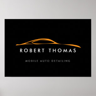 Zwart/Sinaasappel Auto Detail/Reparatie Logo Downl Poster