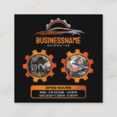 Zwart, Sinaasappel Auto Detailing Auto Reparatie A Vierkante Visitekaartje (Achterkant)