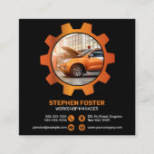 Zwart, Sinaasappel Auto Detailing Auto Reparatie A Vierkante Visitekaartje (Voorkant)