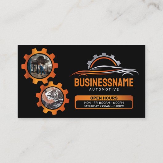 Zwart, Sinaasappel Auto Detailing Auto Reparatie A Visitekaartje (Achterkant)