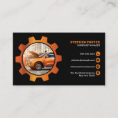 Zwart, Sinaasappel Auto Detailing Auto Reparatie A Visitekaartje (Voorkant)