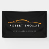 Zwart/Sinaasappel Auto Detailing, Auto Reparatie Spandoek (Horizontaal)