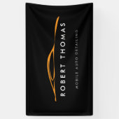 Zwart/Sinaasappel Auto Detailing, Auto Reparatie Spandoek (Verticaal)