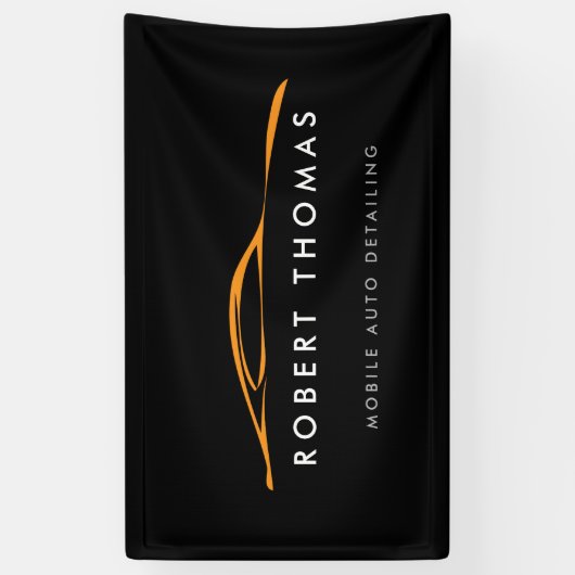 Zwart/Sinaasappel Auto Detailing, Auto Reparatie Spandoek (Verticaal)