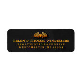 Zwart & Sinaasappel Bat Halloween Adresetiketten Etiket (Voorkant)