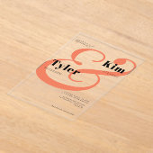 Zwart sinaasappel bruid en bruidegom namen bruilof acryl uitnodigingen (Laagn)