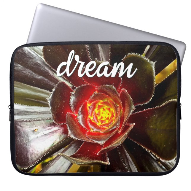 Zwart Sinaasappel Cactus Fotografie Dream Quote Sc Laptop Sleeve (Voorkant)