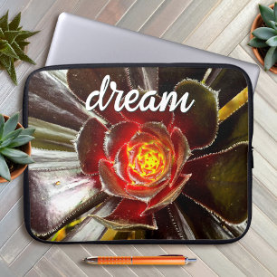 Zwart Sinaasappel Cactus Fotografie Dream Quote Sc Laptop Sleeve