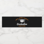 Zwart Sinaasappel Custom School Graduation Party Waterfles Etiket (Enkel label)
