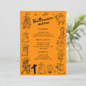 Zwart & Sinaasappel Eigenzinnige Hand getekend Hal Menu (Staand voorkant)