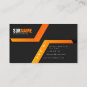 Zwart Sinaasappel Elegant Modern Visitekaartje (Achterkant)