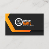 Zwart Sinaasappel Elegant Modern Visitekaartje (Voorkant)