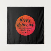 Zwart Sinaasappel Enge Volle Maan Happy Halloween Wandkleed (Voorkant)