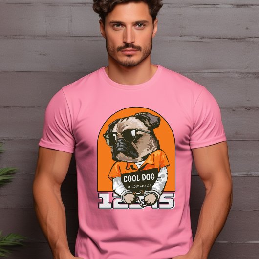 Zwart Sinaasappel geïllustreerd Koel Dog T-Shirt