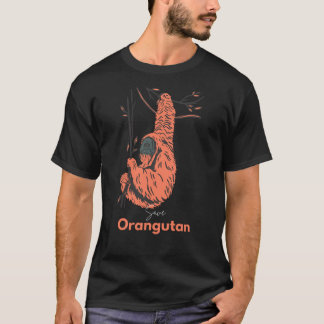Zwart Sinaasappel geïllustreerd Save Orangutan T-shirt