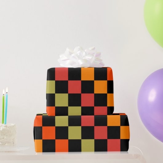 Zwart Sinaasappel Geruit etro Plaid Pattern Cadeaupapier (Feestgeschenken)