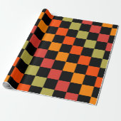 Zwart Sinaasappel Geruit etro Plaid Pattern Cadeaupapier (Uitgerold)