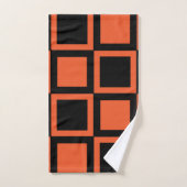 Zwart Sinaasappel geruit vierkant patroon Bad Handdoek (Handdoek)