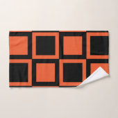 Zwart Sinaasappel geruit vierkant patroon Bad Handdoek (Handdoek)