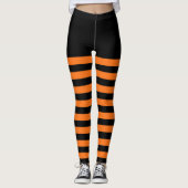 Zwart & Sinaasappel gestreept Leggings (Voorkant)