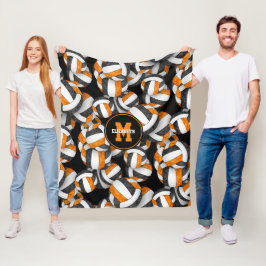 Zwart sinaasappel Girly Volleybal Team Kleuren Fleece Deken