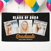 Zwart Sinaasappel Graduation Party 3 Fotocollage Spandoek