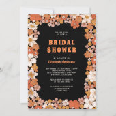 Zwart Sinaasappel Groovy Retro Wildflower Vrijgeze Kaart (Voorkant)