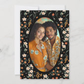 Zwart Sinaasappel Groovy Wildflower Vrijgezellenfe Kaart (Achterkant)