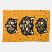  zwart Sinaasappel Halloween Cat Faces Stars Theedoek (Horizontaal)
