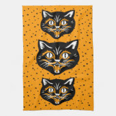  zwart Sinaasappel Halloween Cat Faces Stars Theedoek (Verticaal)