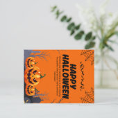 Zwart & Sinaasappel Happy Halloween Poster Briefkaart (Staand voorkant)