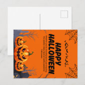 Zwart & Sinaasappel Happy Halloween Poster Briefkaart (Voorkant / Achterkant)