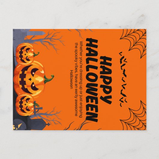 Zwart & Sinaasappel Happy Halloween Poster Briefkaart (Voorkant)