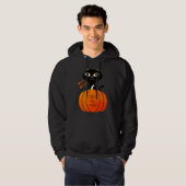 Zwart Sinaasappel Kat Pompoen Trick or treat Hallo Hoodie (Voorkant volledig)