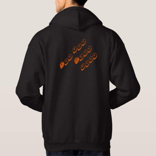 Zwart Sinaasappel Kat Pompoen Trick or treat Hallo Hoodie (Achterkant)