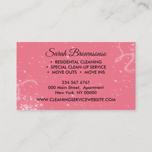 Zwart Sinaasappel Luxe Schoonmaakster Janitorial Visitekaartje (Achterkant)