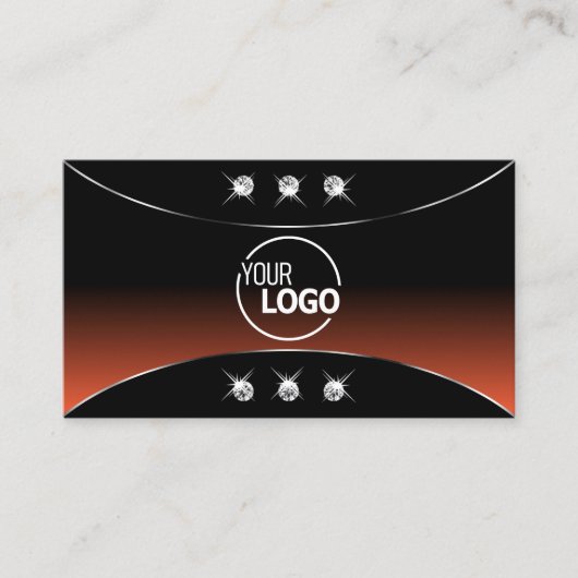 Zwart Sinaasappel met Silver Decor Diamonds en Log Visitekaartje (Voorkant)