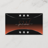 Zwart Sinaasappel met zilverdecor-juwelen en monog Visitekaartje (Voorkant)