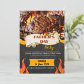 Zwart & Sinaasappel Modern Vaderdag Invitation Kaart (Staand voorkant)