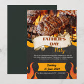 Zwart & Sinaasappel Modern Vaderdag Invitation Kaart (Voorkant / Achterkant)