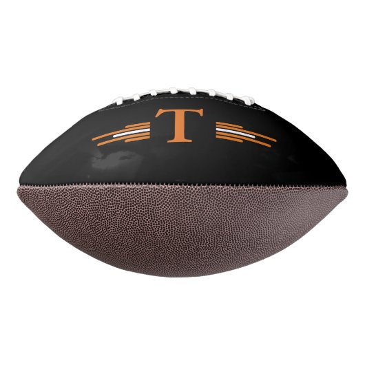 Zwart Sinaasappel Monogram 2 paneelontwerp American Football (Gedraaid 90)