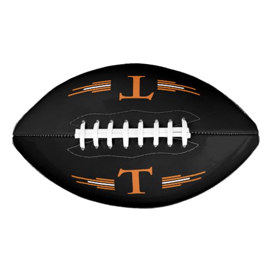 Zwart Sinaasappel Monogram 2 paneelontwerp American Football (Voorkant)