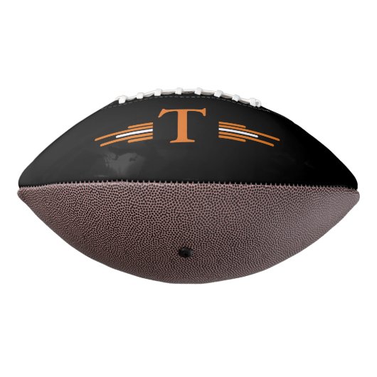 Zwart Sinaasappel Monogram 2 paneelontwerp American Football (Gedraaid 270)