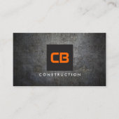 Zwart/Sinaasappel Monogram Grunge Metaalbouw Visitekaartje (Voorkant)