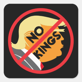 Zwart Sinaasappel NO KINGS Anti-Trump Minimalist Vierkante Sticker